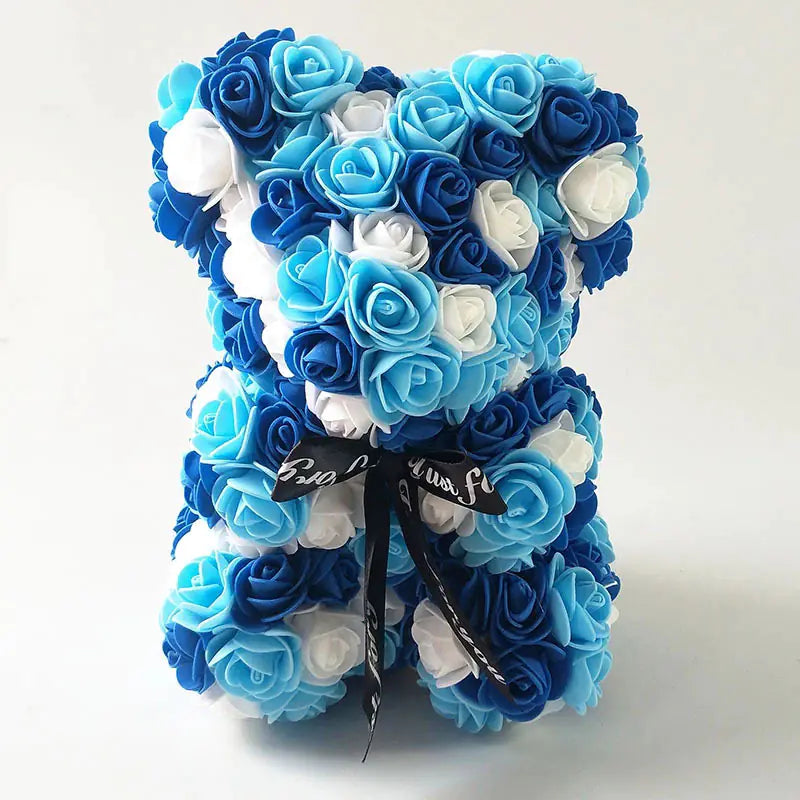 25cm Faux Flower Bear - Rose Gift for Valentine's Day