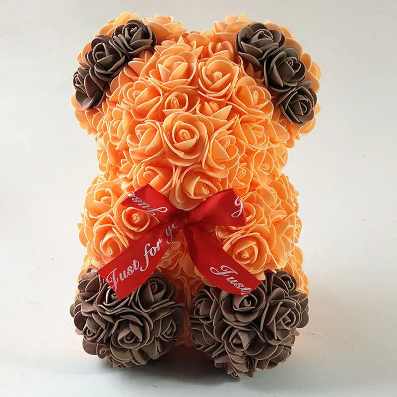 25cm Faux Flower Bear - Rose Gift for Valentine's Day