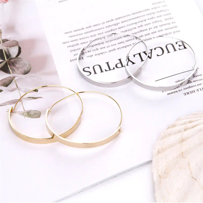 Korean Vintage Chic Circle Hoop Earrings for Women