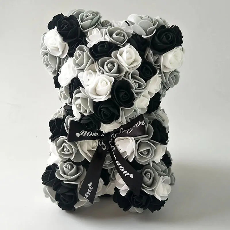 25cm Faux Flower Bear - Rose Gift for Valentine's Day