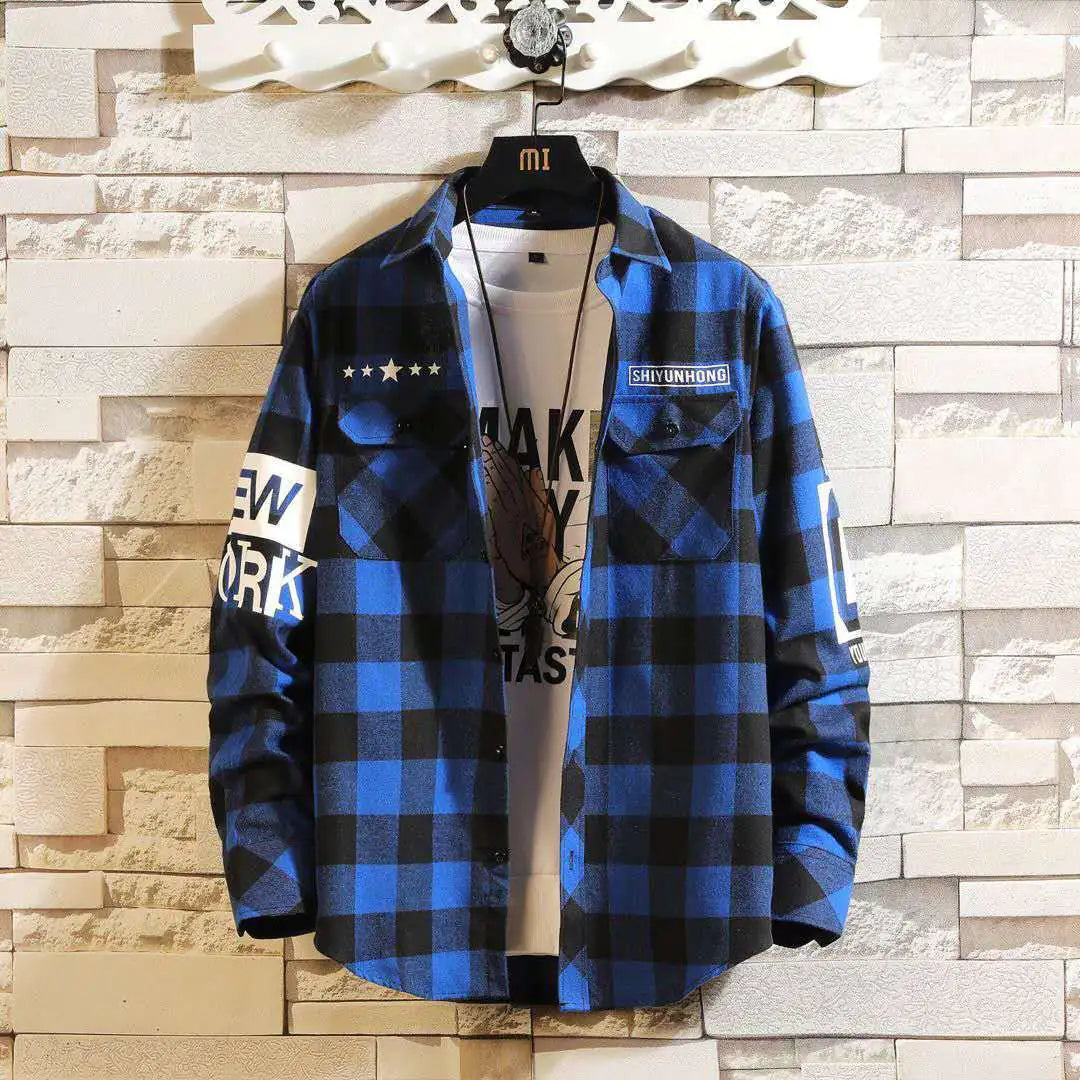 Slim Fit Casual Plaid Shirt for Men